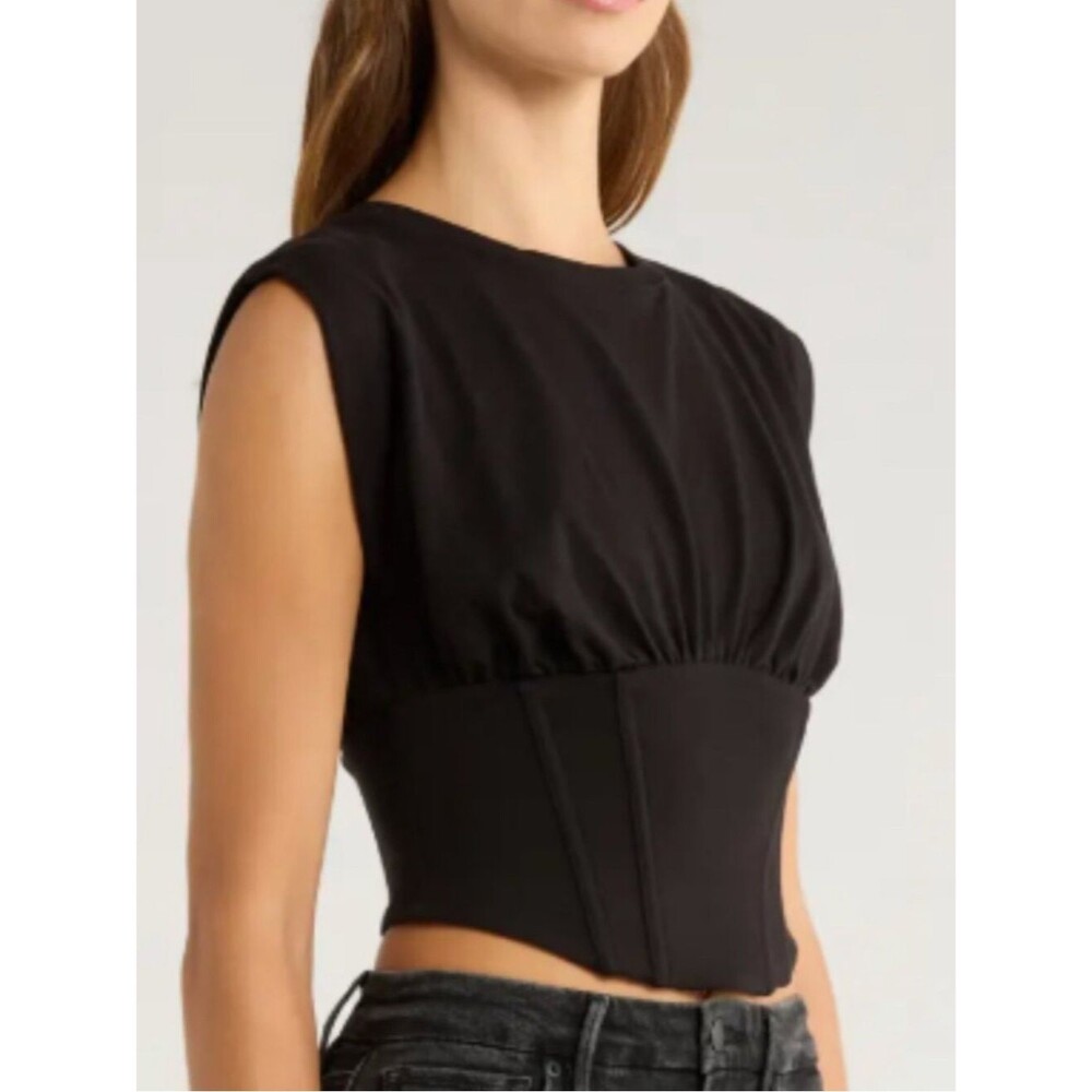 Good American NWT Black Scuba Corset Top